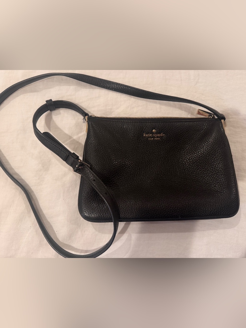 kate spade Black Pebbled Leather Adjustable Crossbody Bag